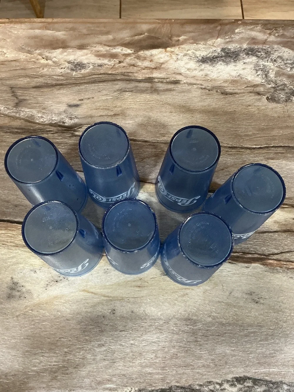 Set of 7 Vintage Pepsi-Cola Blue Restaurant Tumblers 20 oz Retro Diner Cups
